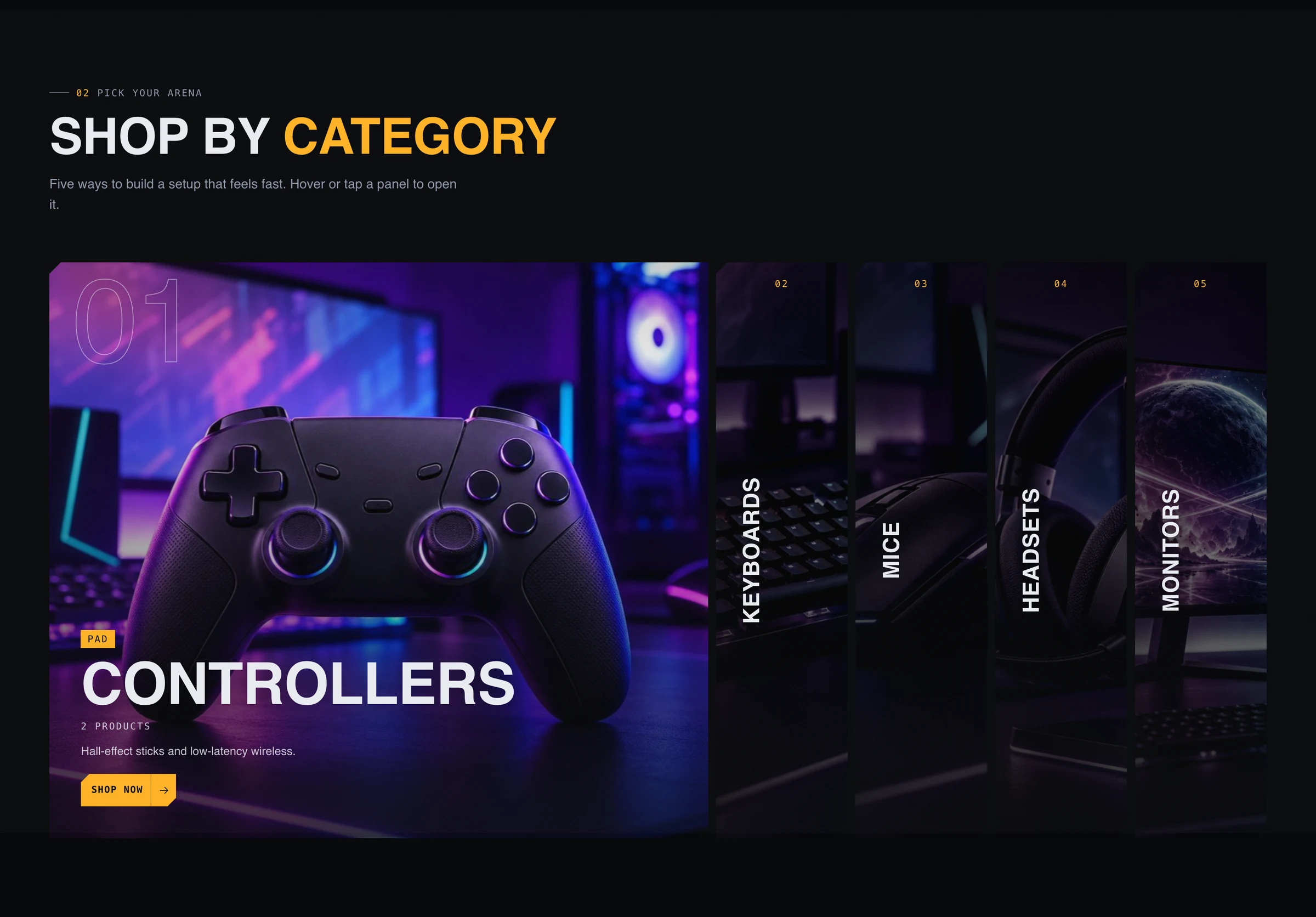 Category showcase section