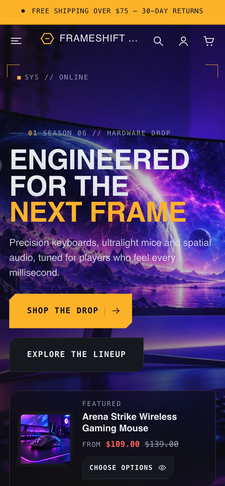 Frameshift on a phone
